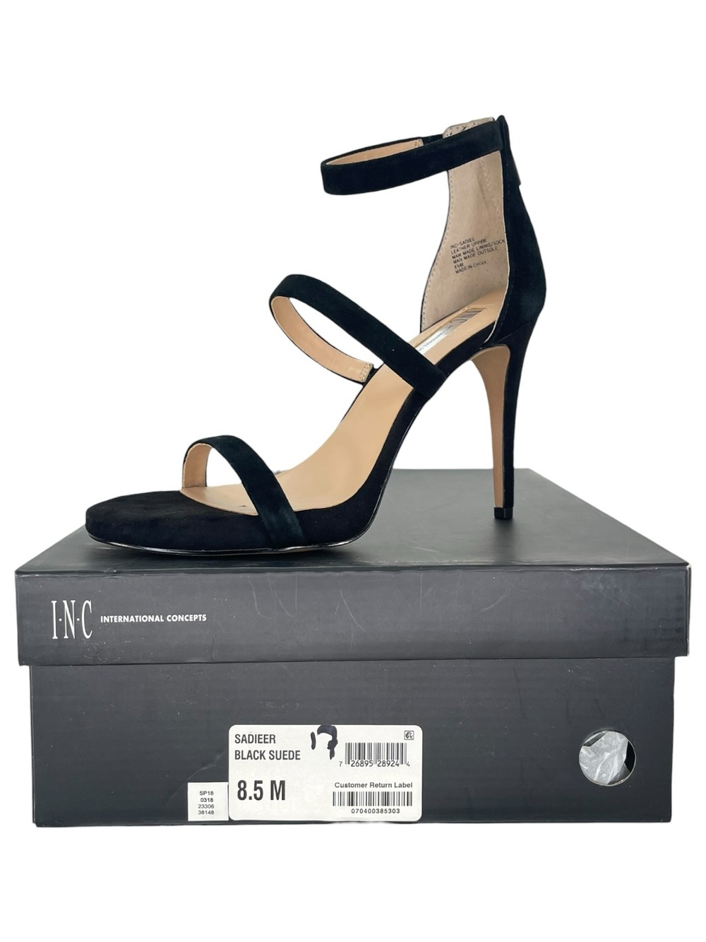 INC Sadiee Black Suede Leather Womens Heels Size 8.5M - Picture 9 of 12